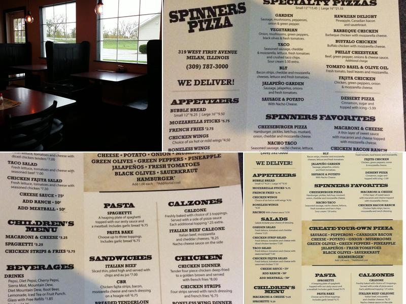 Spinner's Pizza Menu