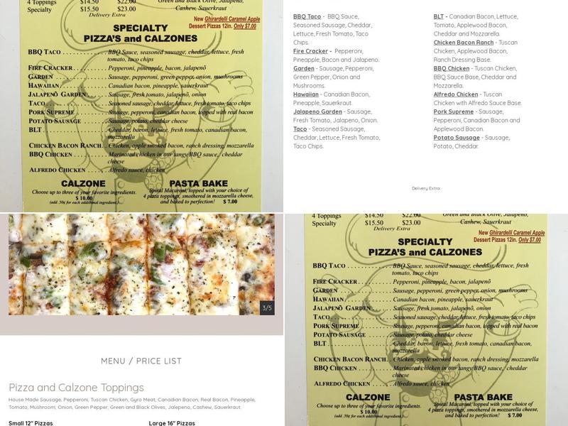 TC's Pizza Menu