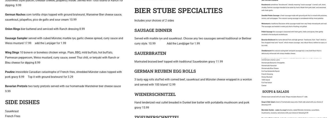 Bierstube Moline Menu