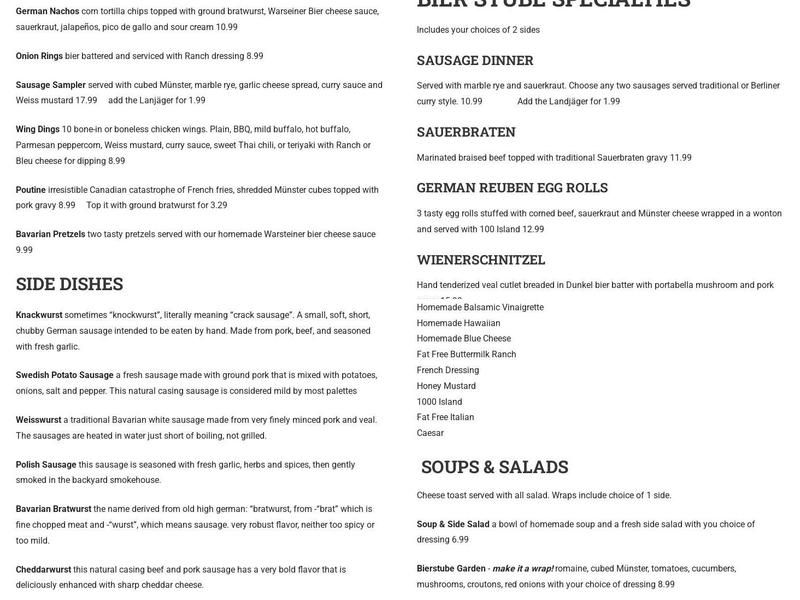 Bierstube Moline Menu