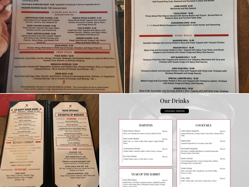 Stixx Cigar Lounge Menu