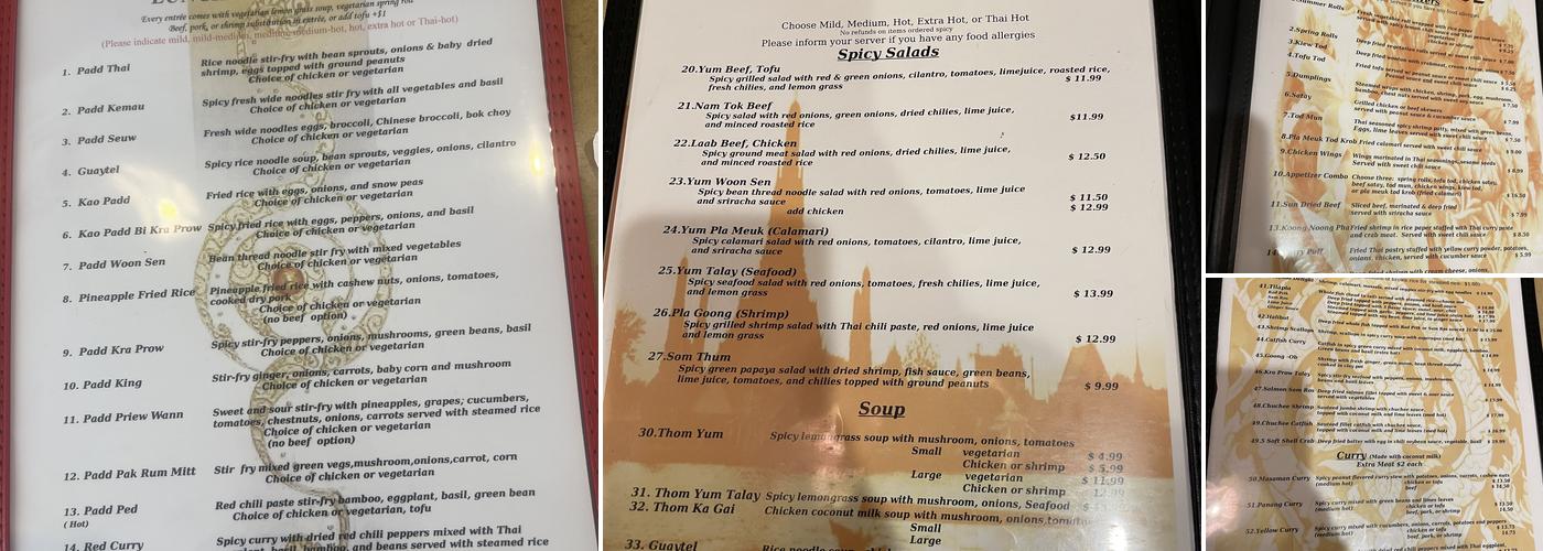 Thai Spice Menu