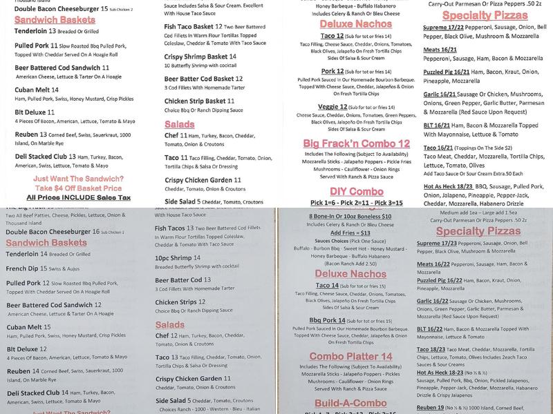 Frackie's Burgers Bites & Brews Menu