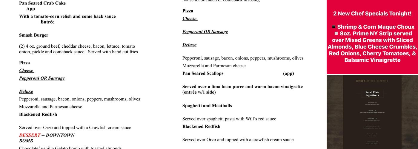 Downtown Grille Menu