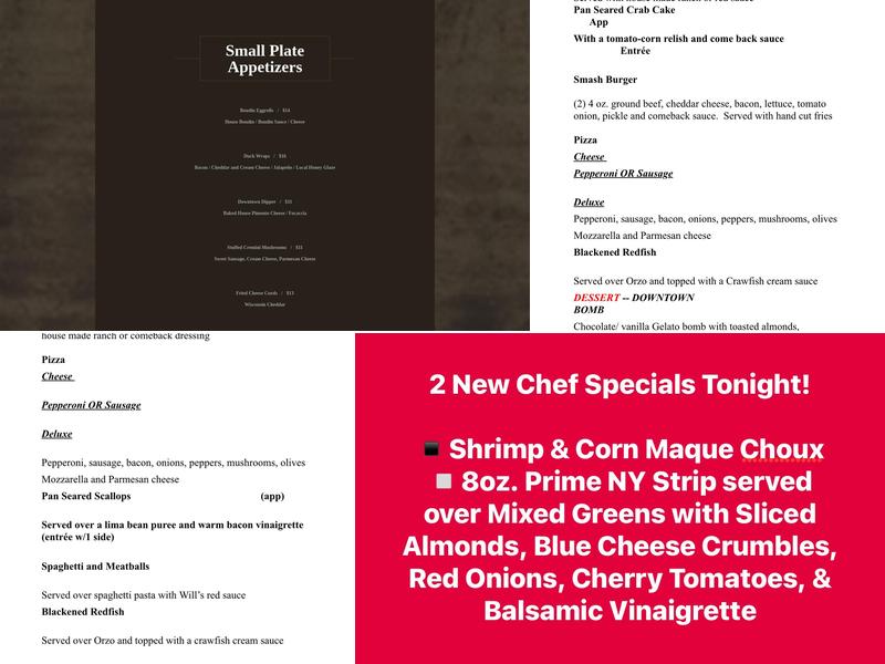 Downtown Grille Menu