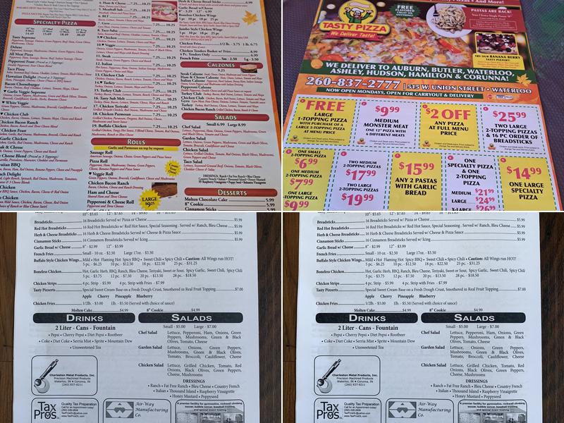 Tasty Pizza Menu