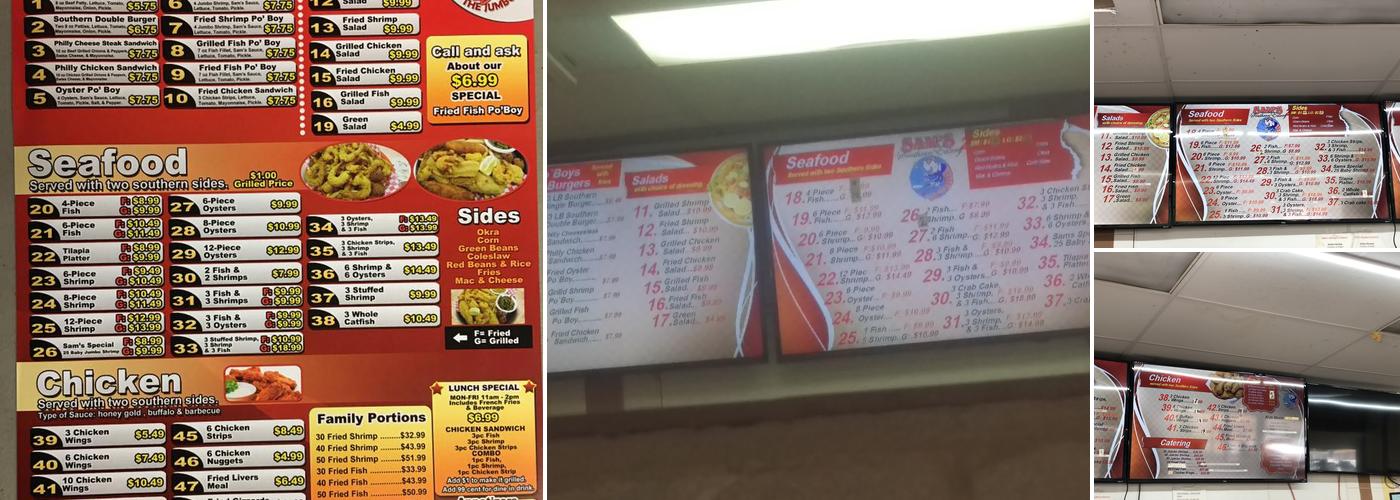 Sam's Seafood Menu