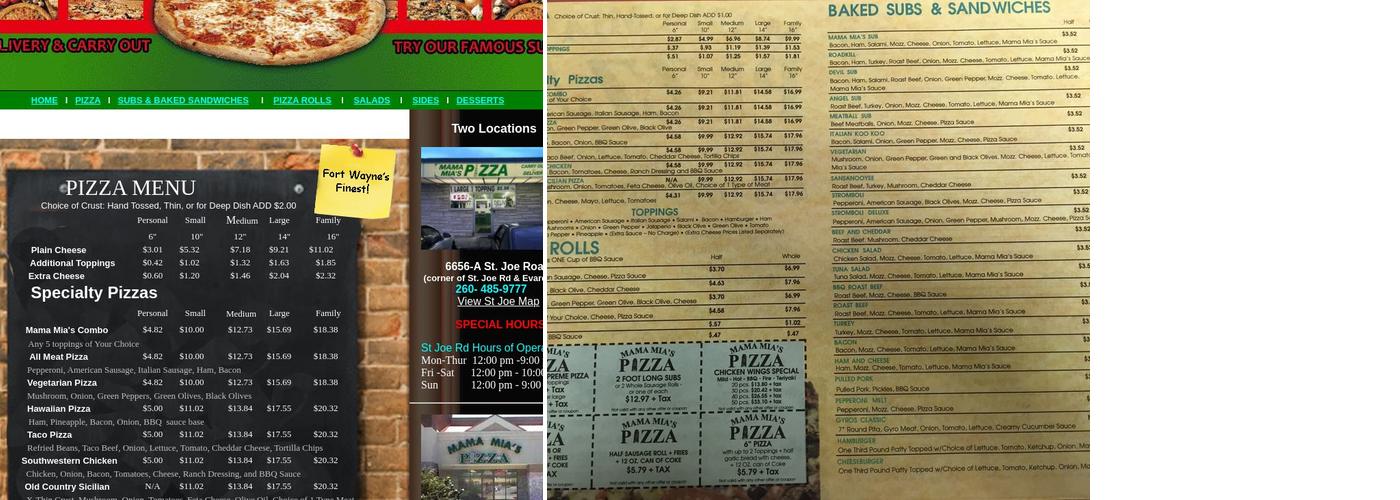 Mama Mia's Pizza - Dupont Menu