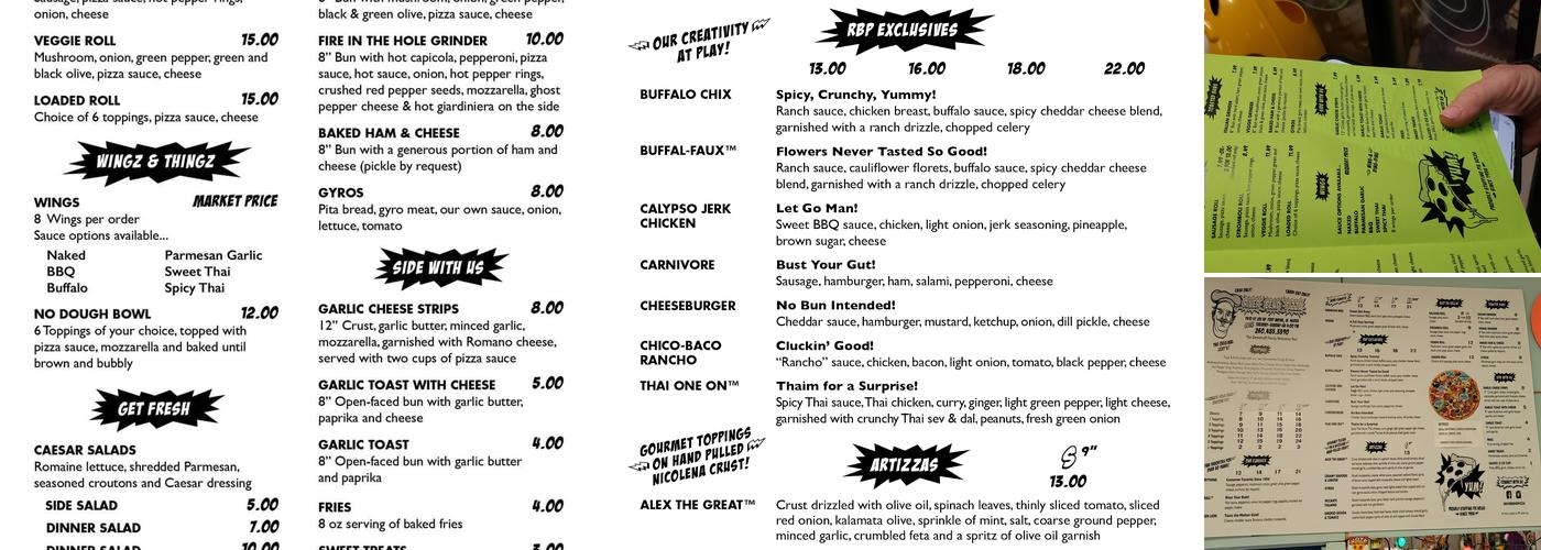 River Bend Pizza Menu