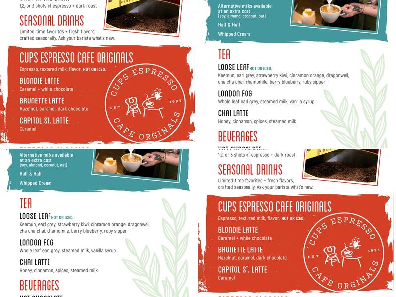 Cups Espresso Cafe Menu