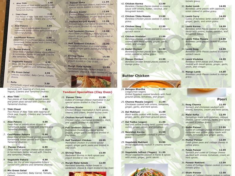 Mantra Indian Cuisine & Spirits Menu