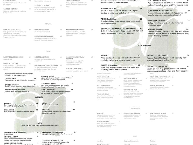 Valbella Menu