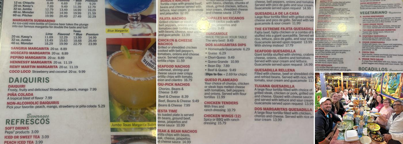 Dos Margaritas Menu