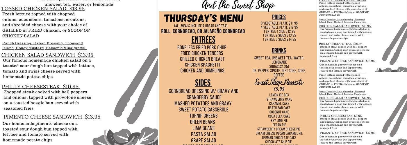 Cafe on Main & Sweet Shop Menu