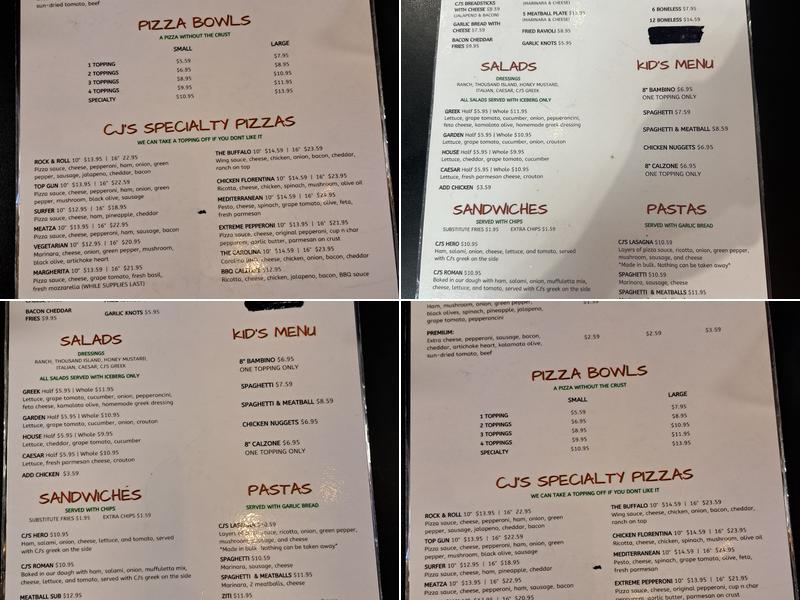 CJ's Pizza of Columbus Menu