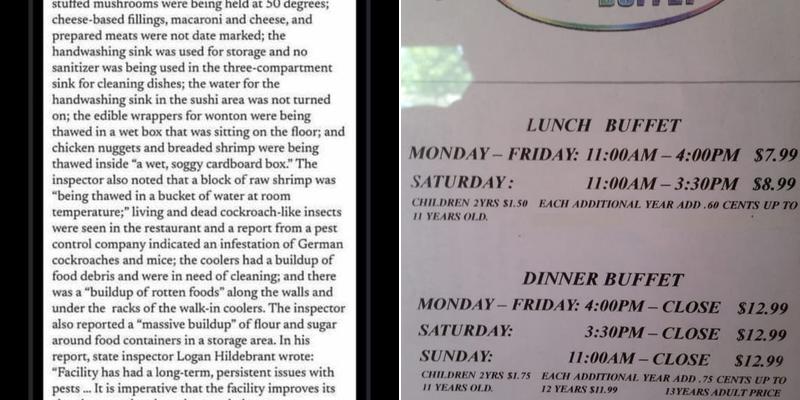 Dynasty Buffet Menu