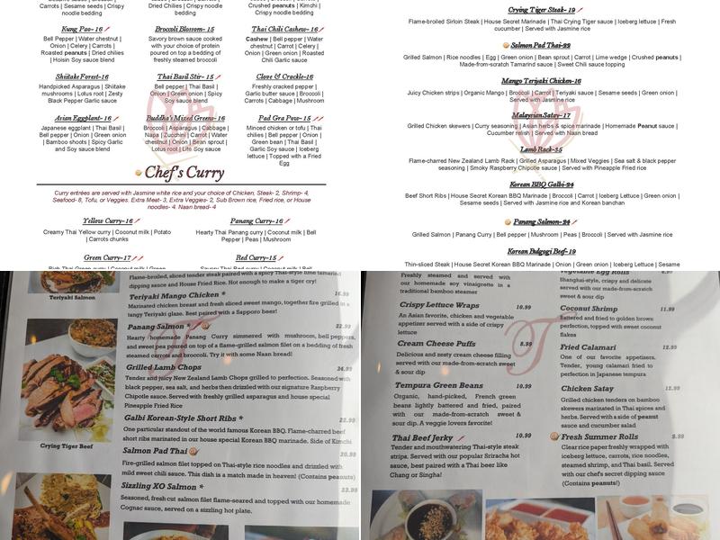 Tantra Asian Bistro Menu