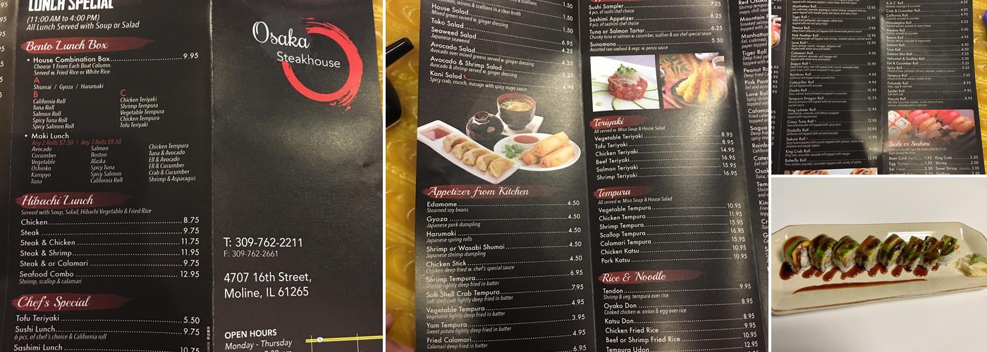 Osaka steakhouse Menu