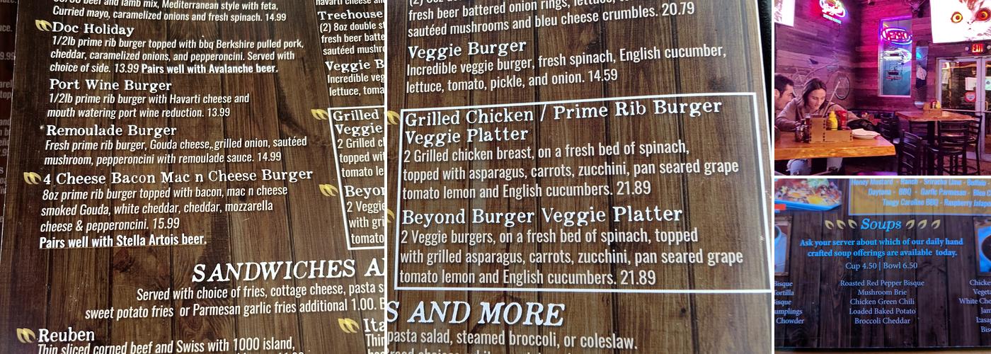 Treehouse Pub & Eatery Menu