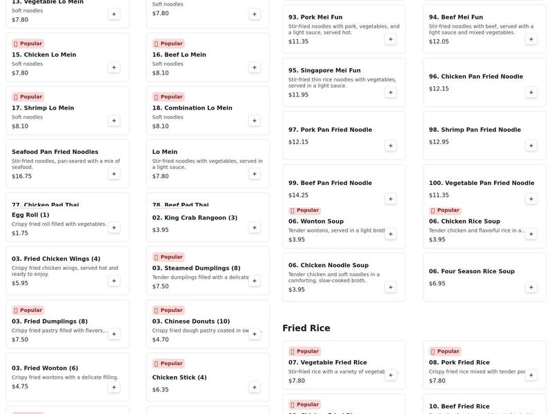 CHINA EXPRESS Menu
