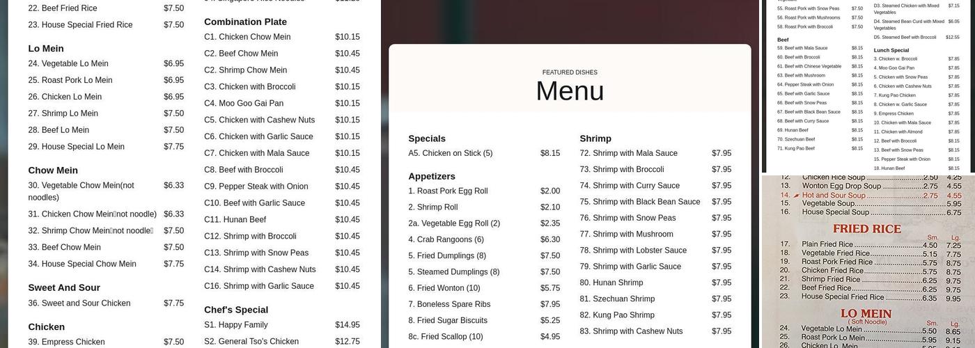 Peking Restaurant Menu