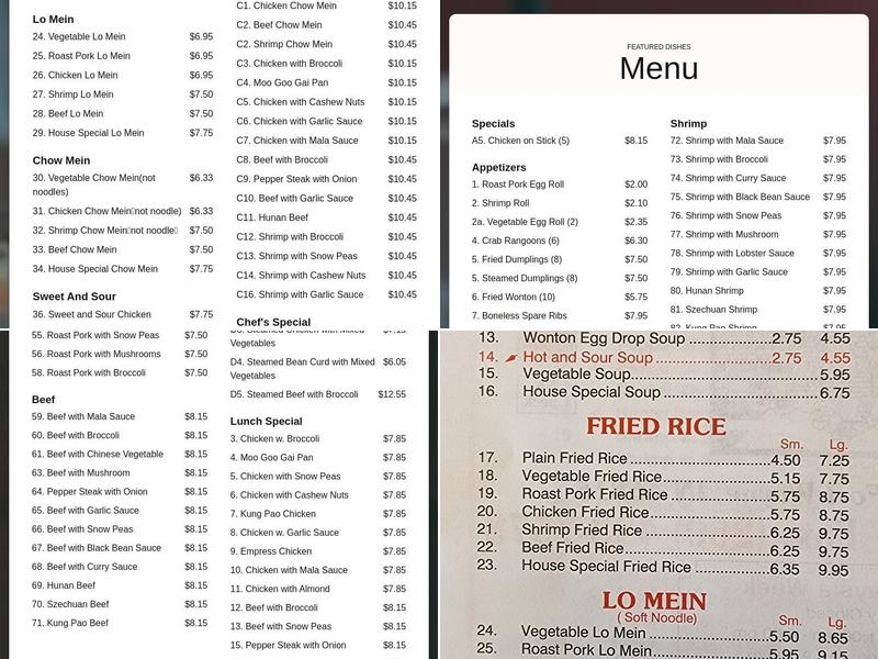 Peking Restaurant Menu