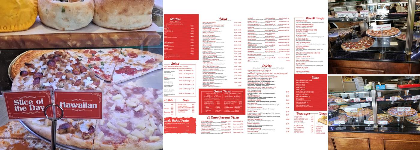 Previti Pizza & Papazzio Dining Menu