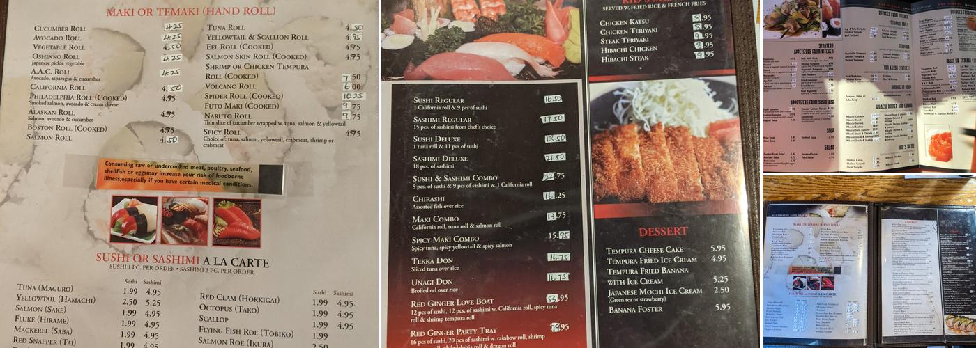 Red Ginger Menu