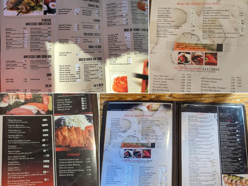 Red Ginger Menu