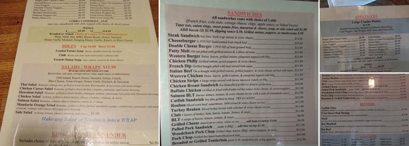 The Logger House Menu