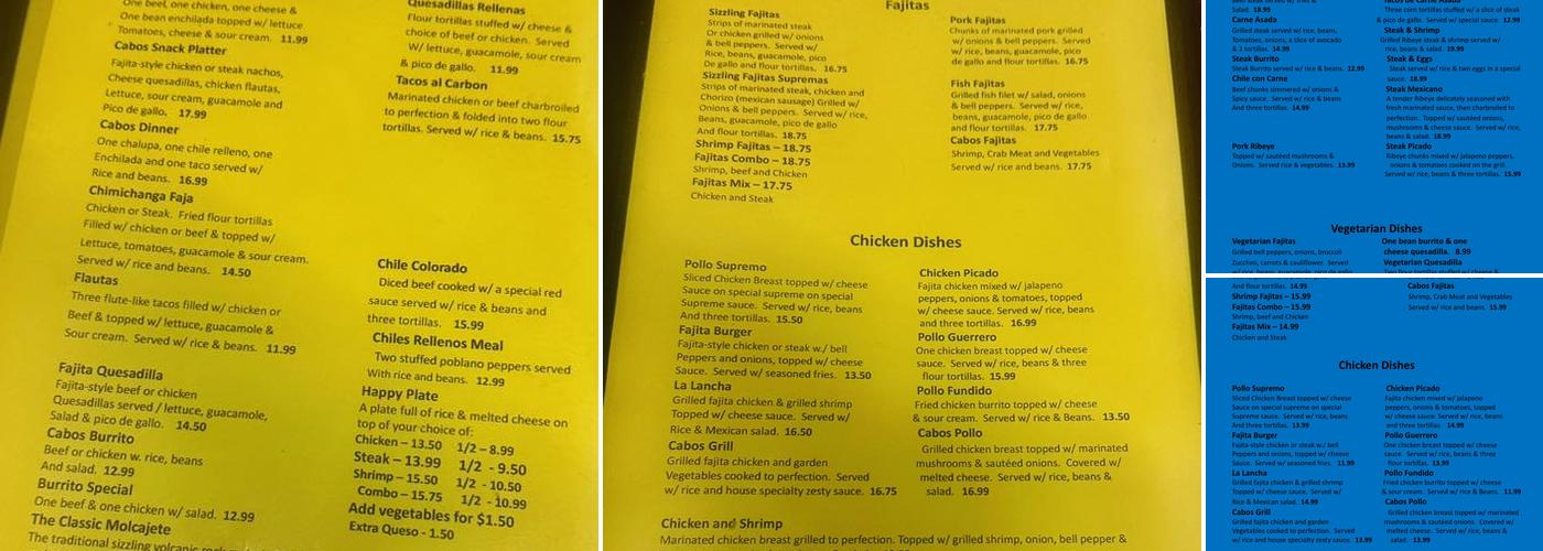 Los Cabos Menu