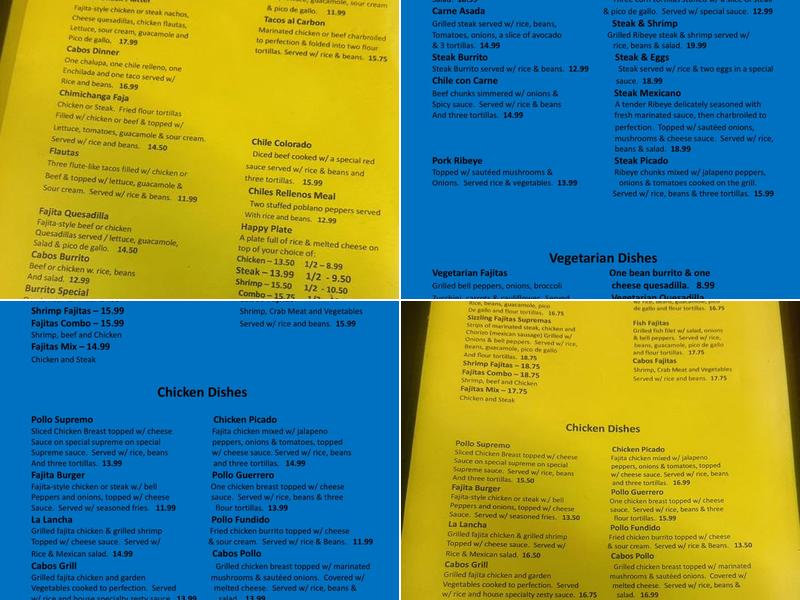 Los Cabos Menu