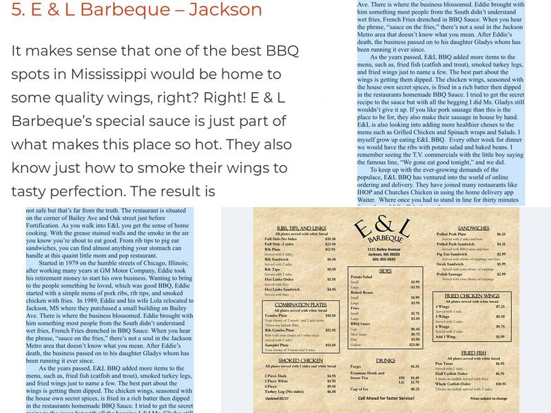 Double E BBQ Menu