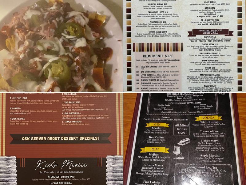 Guapos Barnyard Grill And BBQ Menu