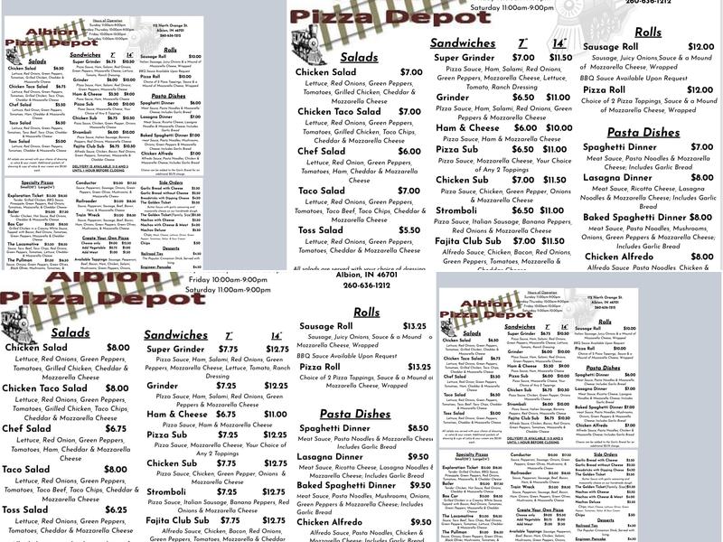 Albion Pizza Depot Menu