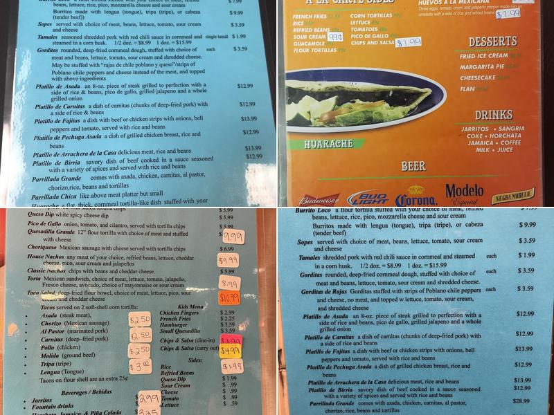 Taqueria Flores Menu