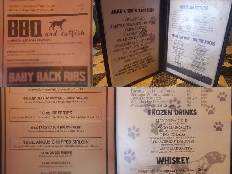 Jake & Rip's Menu