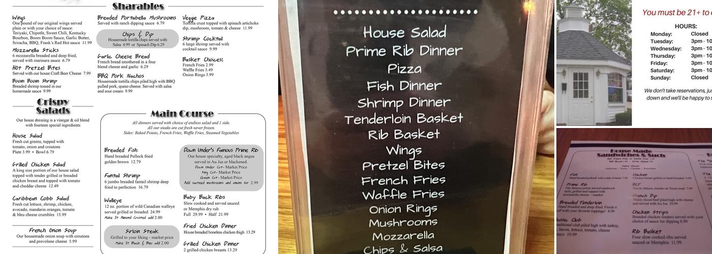 Down Under Menu