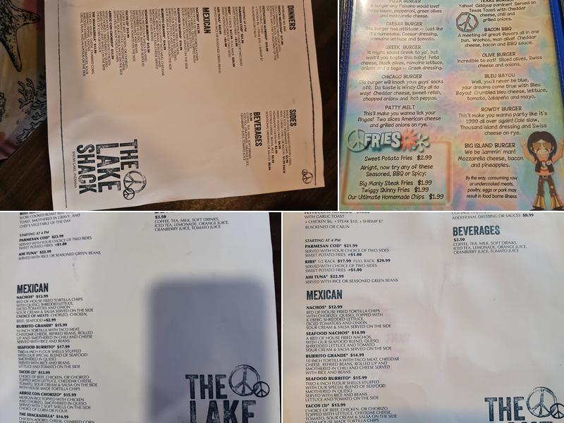 The Lake Shack Menu