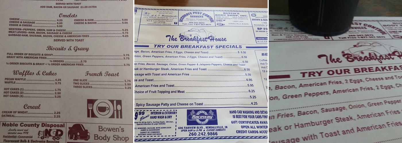 Breakfast House Menu