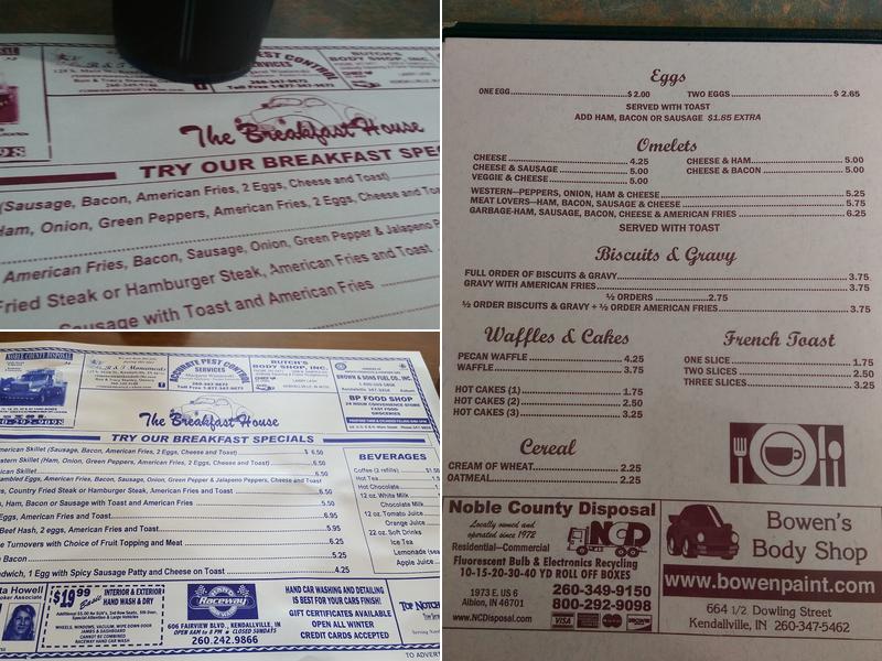 Breakfast House Menu