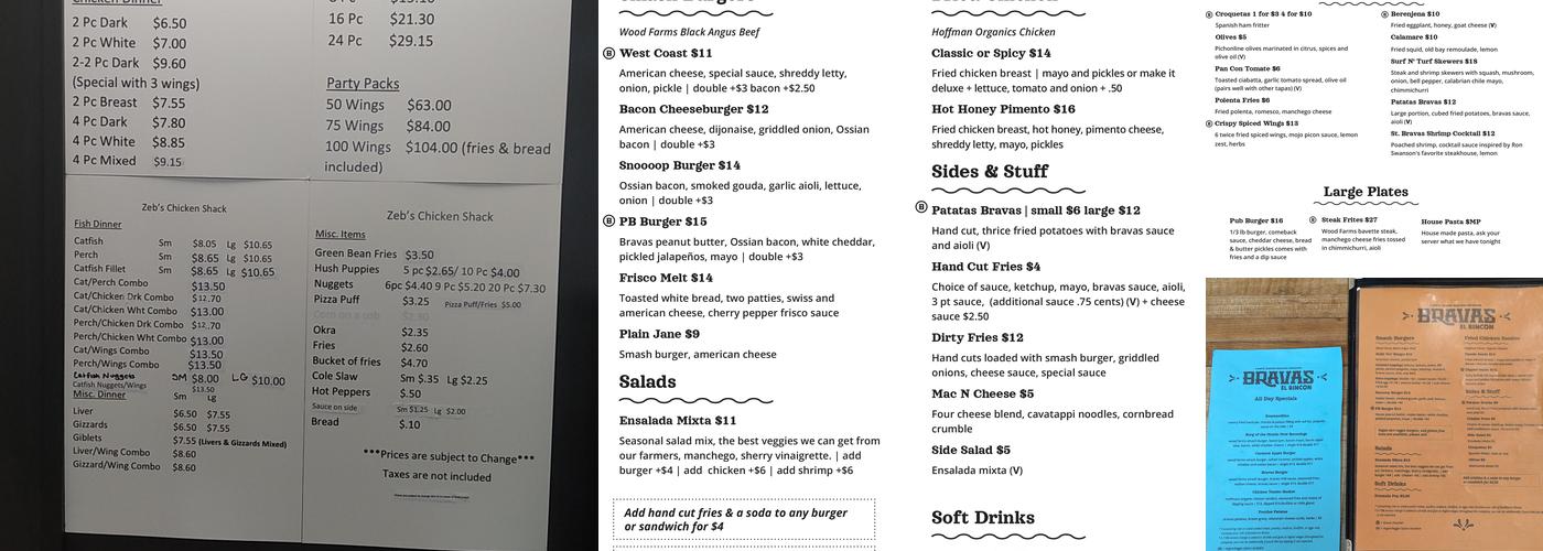 Bravas Menu