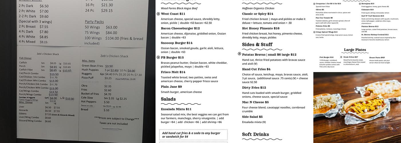 Bravas Menu