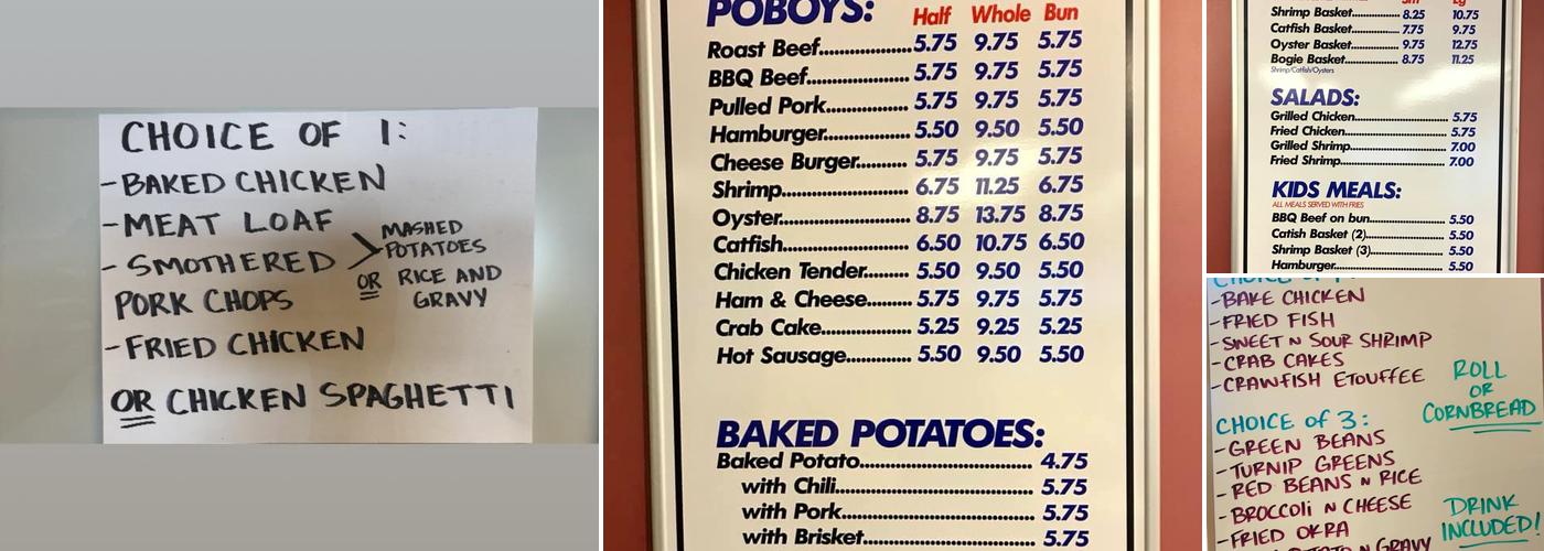 Bogie's Menu
