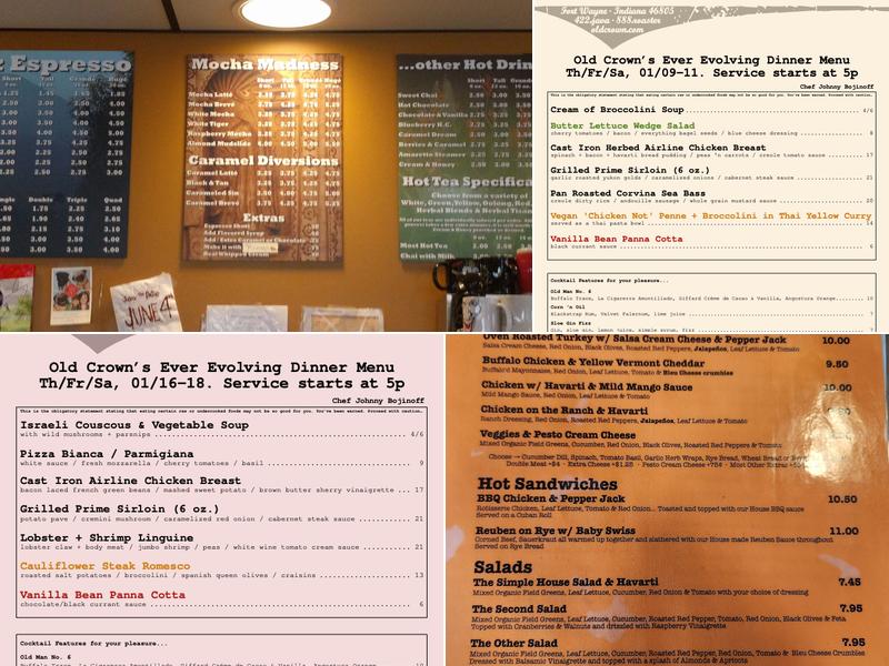 Old Crown Coffee Roasters Menu