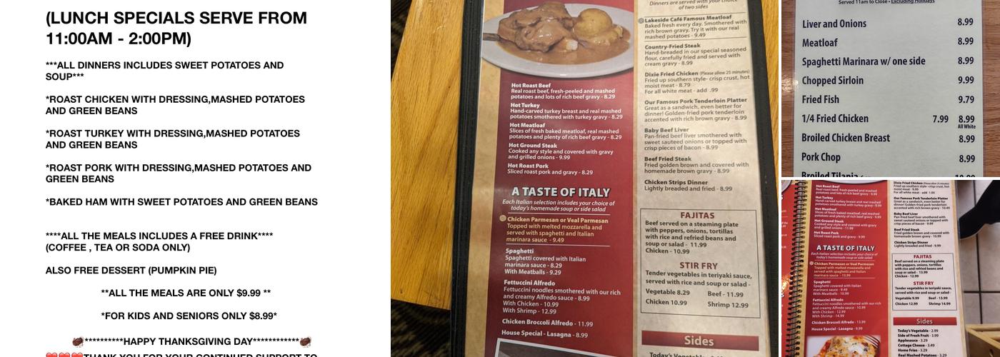 Lakeside Cafe Menu