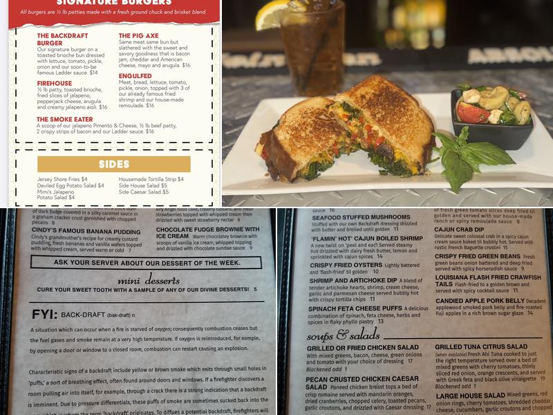 Backdraft Restaurant & Bar Menu