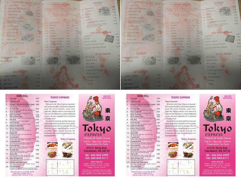 Tokyo Express Menu
