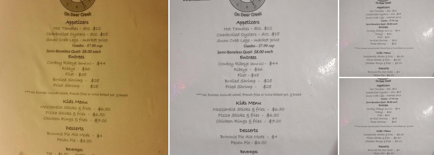 5 O'Clock on Deer Creek Menu