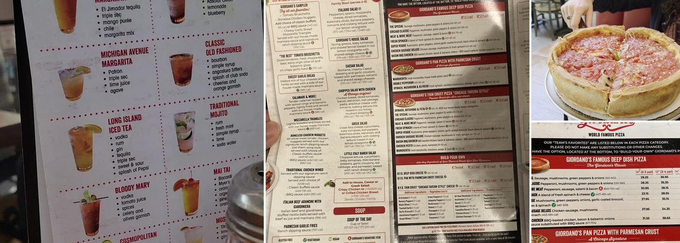 Giordano's Menu